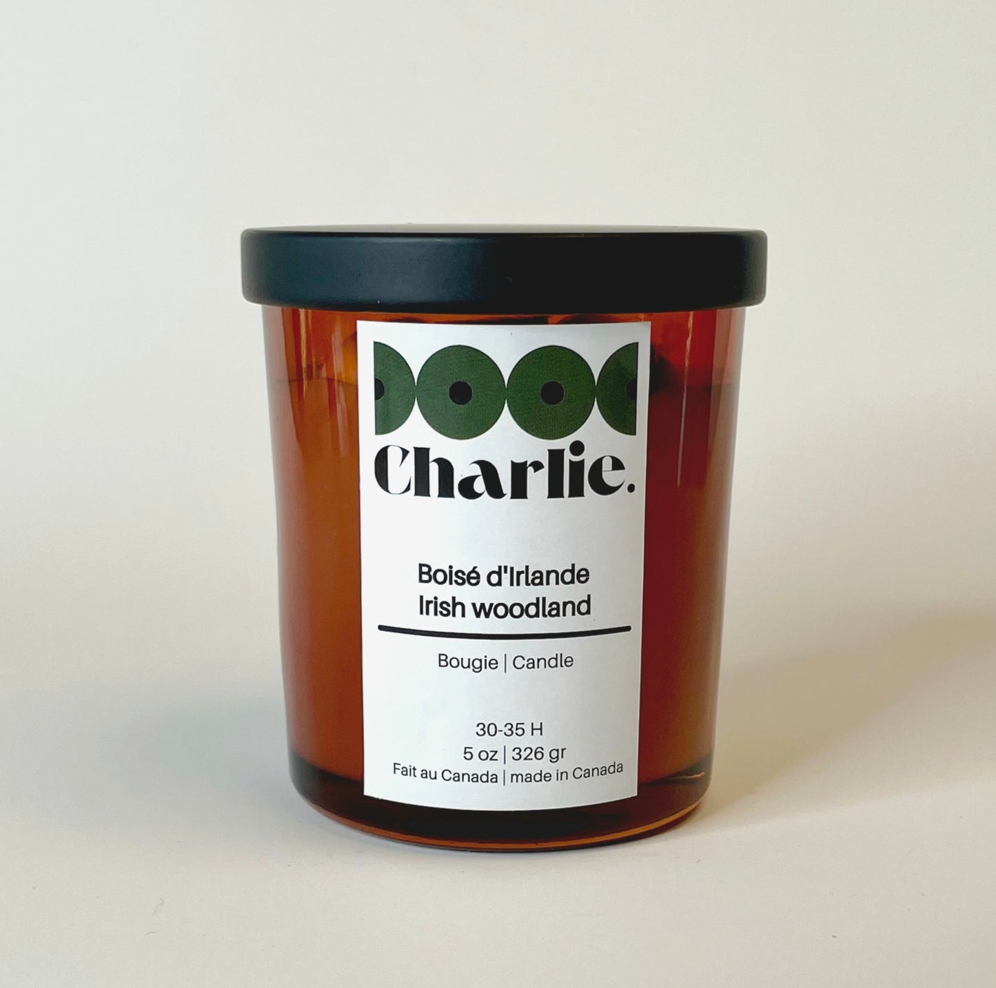 Bougie boisé d'Irlande 5 onces faite de cire de soja biologique