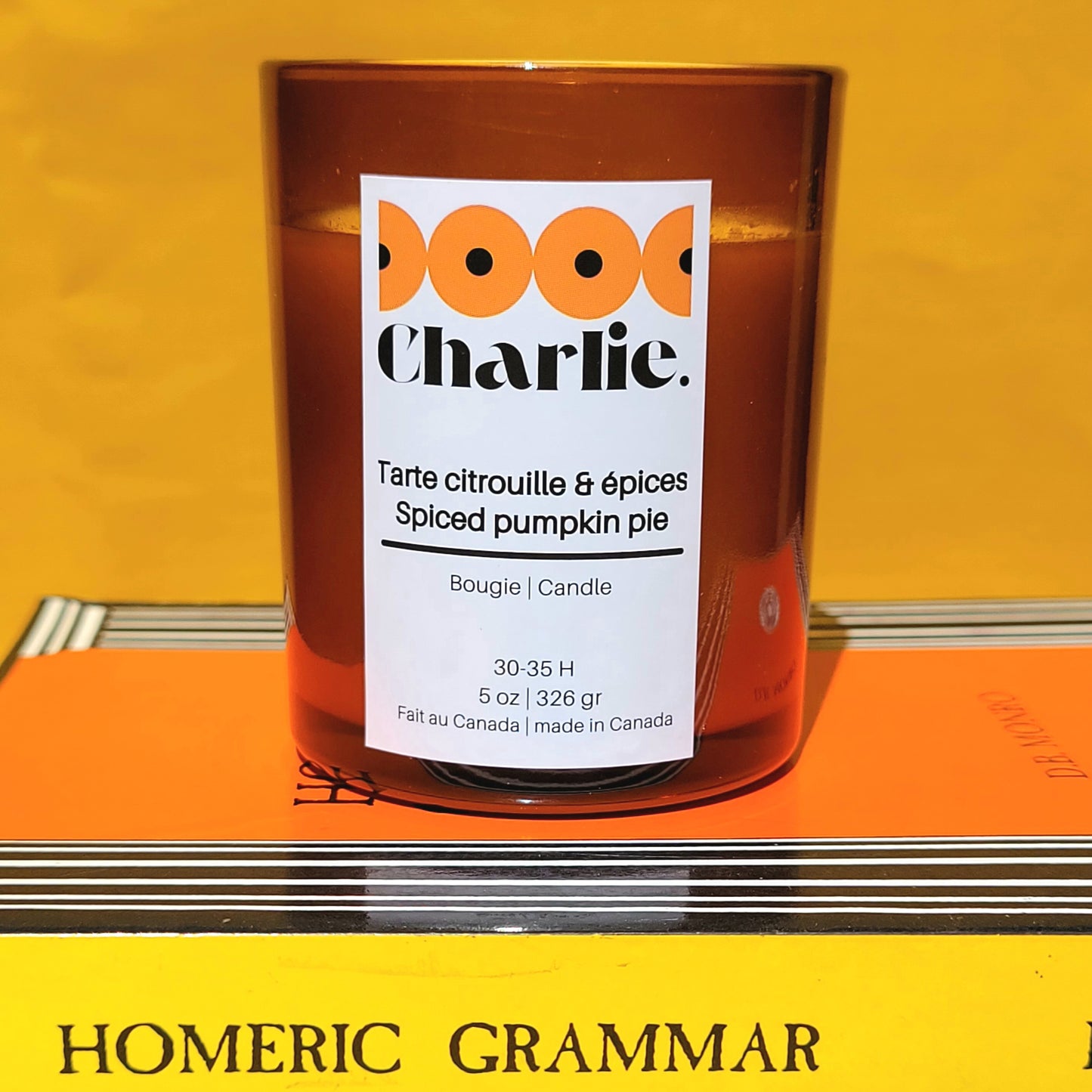 Bougie tarte citrouille & épices 5 onces faite de cire de soja biologique