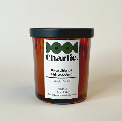 Bougie boisé d'Irlande 5 onces faite de cire de soja biologique